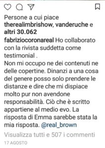 Fabrizio Corona commenta polemica Emma Marrone Lesbica Io Spio